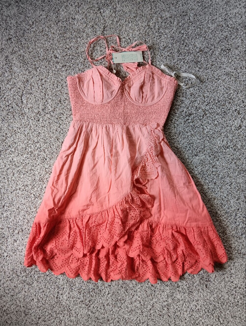 NWT Shore Mini Capri Tank Dress Cover Up Cotton Peach Ombre Boutique Small
